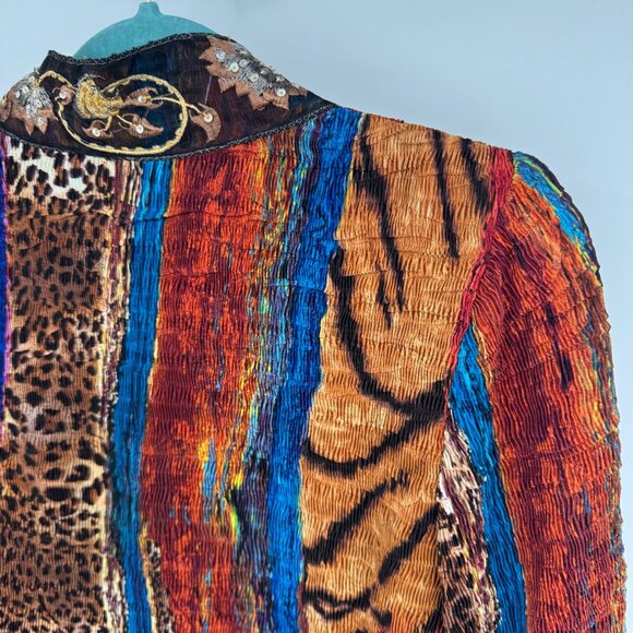 Colorful Beautiful Alberto Malaki Cardigan Woman’s size medium art to wear crink - Picture 9 of 11